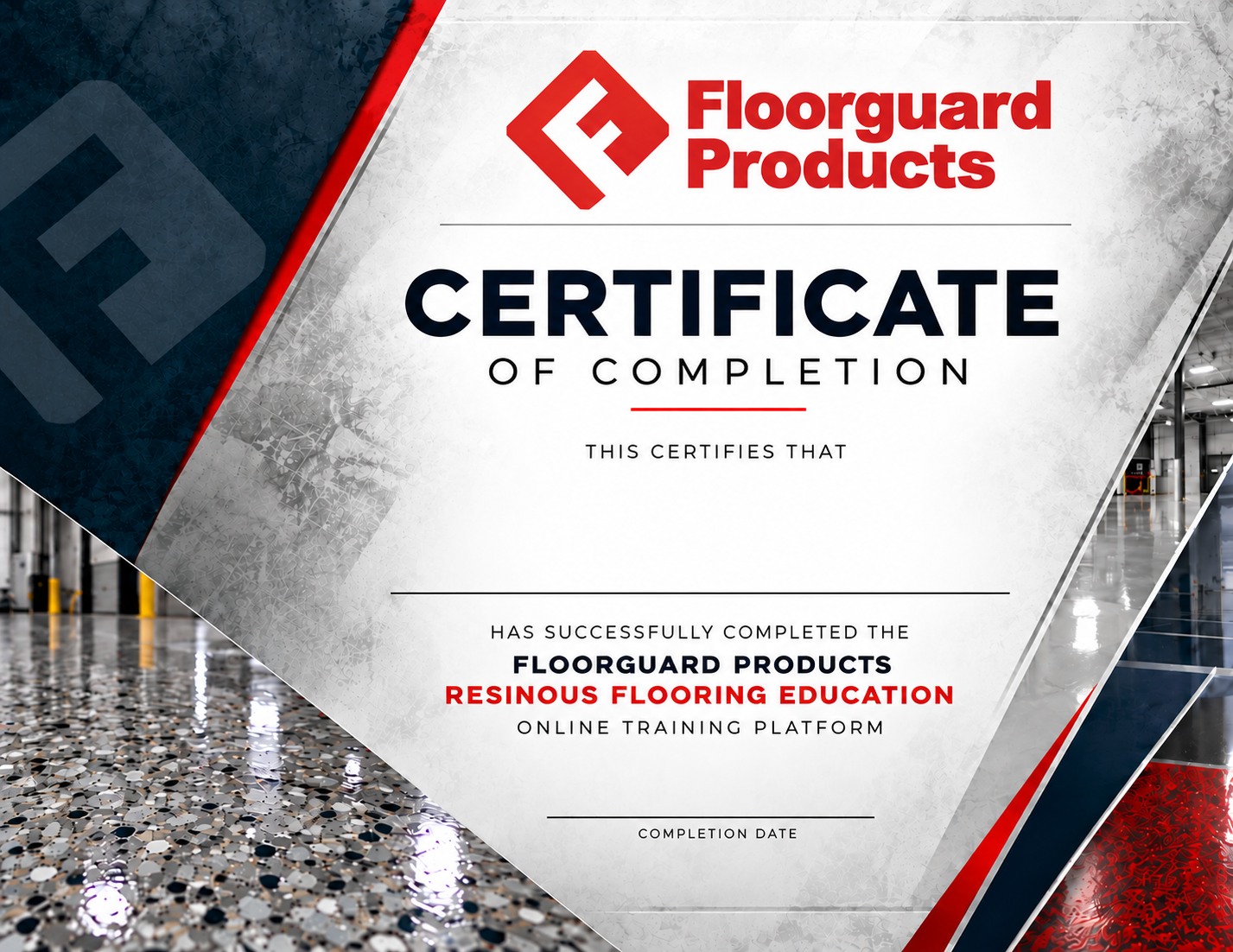 Floorguard Products Certificate of Completion